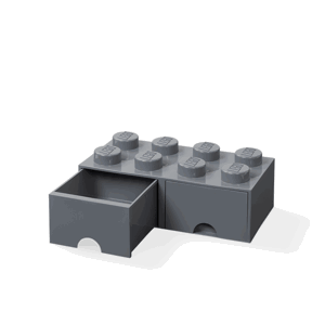 LEGO úložný box 8 s šuplíky - tmavě šedá