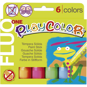 Playcolor - tuhé temperové barvy 6 kusů - fluo