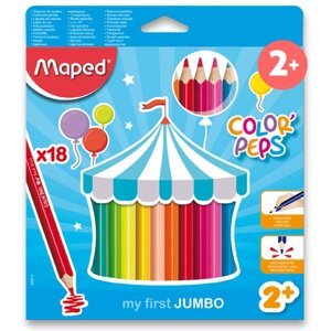 Pastelky MAPED Color´Peps JUMBO - 18 barev, trojhranné