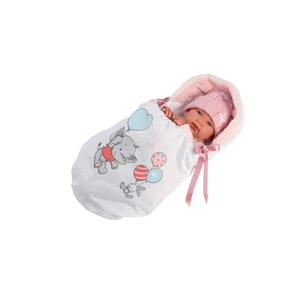 Llorens 84452 NEW BORN - realistická panenka miminko se zvuky a měkkým látkovým tělem - 44 cm