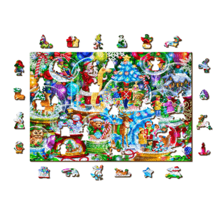 Dřevěné puzzle Vánoční sněžítka 2 v 1, 505 dílků EKO