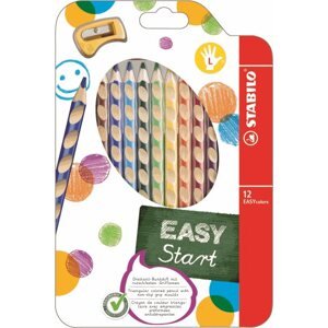 STABILO EASYcolors L Pastelky pro leváky - sada 12 barev s ořezávátkem