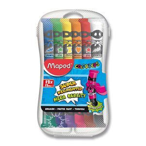 Temperové barvy MAPED Color´Peps - 12 barev, tuba 12 ml