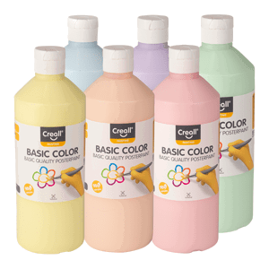 Temperové barvy Creall Pastel, 6 x 500 ml, mix pastelových barev