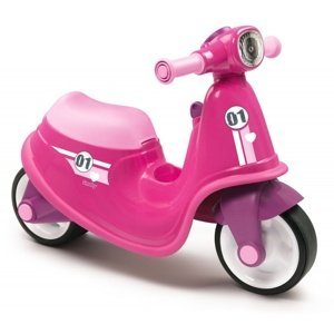 Smoby motorka s reflektorom Scooter růžové gumenými kolesami ružová 65*34*48 cm
