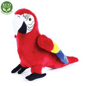plyšový papoušek červený Ara Arakanga, 24 cm, ECO-FRIENDLY
