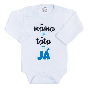 Body s potiskem New Baby máma plus táta rovná se JÁ modrá