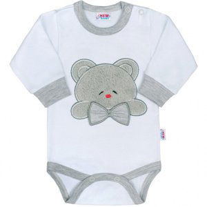 NEW BABY Luxusní kojenecké body s dlouhým rukávem Honey Bear s D aplikací