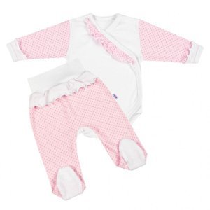 New Baby 2-dílná kojenecká souprava Puntík II bílo-růžová