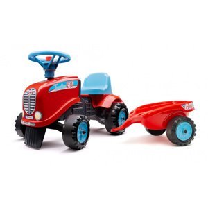 Odstrkovadlo - traktor Go Farm červené s volantem a valníkem