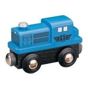 Vláček dřevěné vláčkodráhy Maxim Dieselová lokomotiva -modrá