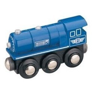 Vláček dřevěné vláčkodráhy Maxim Parní lokomotiva - modrá