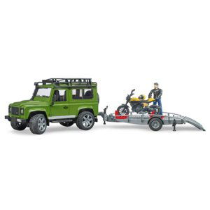 Bruder Land Rover s přívěsem, motorkou a figurkou měřítko: 1:16