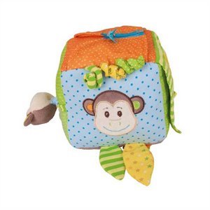 Bigjigs Toys textilní aktivní kostka - Opička Cheeky
