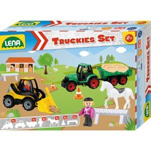 Lena Truckies set farma plast traktor s přívěsem, nakladač s doplňky