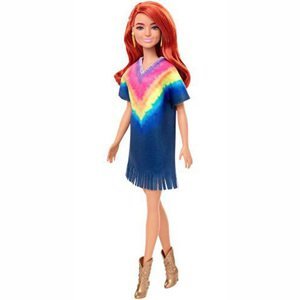 Mattel Barbie Modelka 141 Barevné šaty
