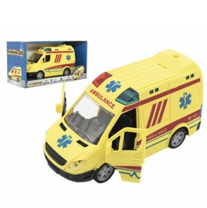 Teddies Auto ambulance plast 20cm na setrvačník na baterie se zvukem se světlem