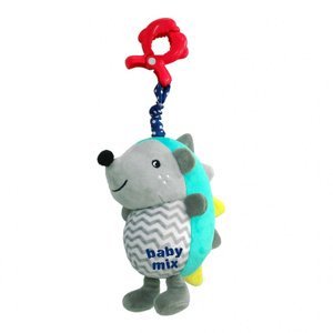 Baby Mix dětská plyšová hračka s hracím strojkem Ježek modro šedý