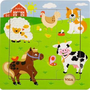 Viga puzzle 9 dílků domácí zvířátka
