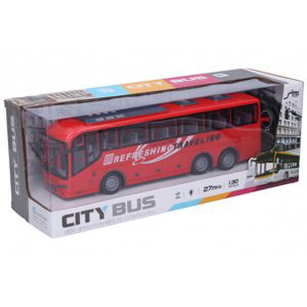 Wiky Autobus RC na dálkové ovládání plast 27MHz 32cm na dob. baterie se světlem v krabici 40x15x13cm