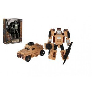 Teddies Transformer auto/robot vojenský plast 14cm 2 barvy v krabičce 13x18x5cm