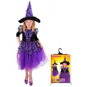 karnevalový kostým čarodějnice/halloween fialová s rukávy, ve...