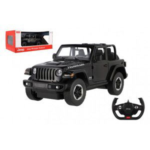 Auto RC Jeep Wrangler Rubicon černý plast 29cm 2,4GHz na dálk. ovl. na baterie v krabici 44x19x26cm