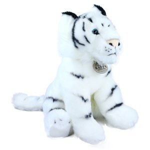 Plyšový tygr bílý sedící, 30 cm
