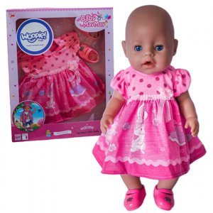 růžové šaty pro panenky se zajíčkem 43-46 cm