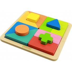 Masterkidz Dřevěné geometrické puzzle 12 dílků