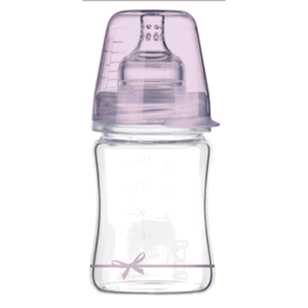 LOVI Skleněná kojenecká lahvička 150 ml Diamond Glass - mašlička