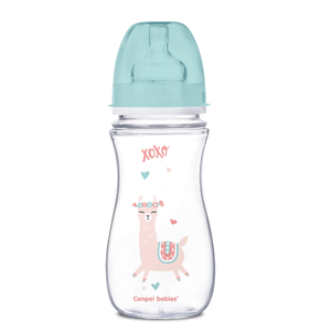 Canpol Babies antikolikoliková kojenecká lahvička se širokým hrdlem, Exotic Animals, 300 ml - zelená