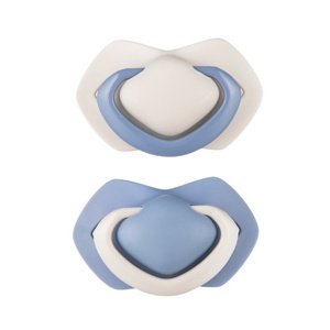 Canpol Babies Sada 2 ks symetrických silikonových dudlíků,  0-6 m+,  PURE COLOR modrý