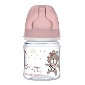 Canpol Babies lahev se širokým hrdlem Bonjour Paris růžová 120ml