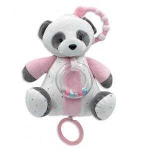 Tulilo Závěsná plyšová hračka s chrastítkem Panda 18 cm - bílá/růžová