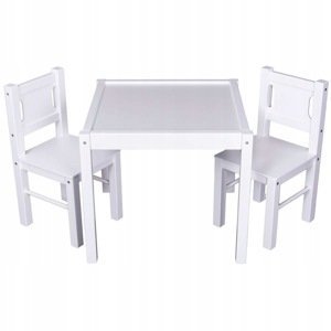Drewex dřevěný dětský stůl a dvě židličky bílá/bílá