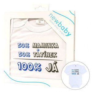 Body s potiskem New Baby 50% MAMINKA + 50% TATÍNEK 100% JÁ modré