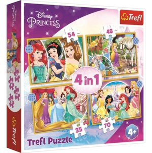 TREFL Disney princezny: Šťastný den 4v1 35,48,54,70 dílků
