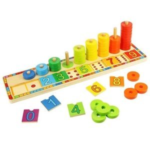 Bigjigs Toys dřevěná motorická a naučná hra Deska nasazování s čísly