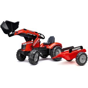 FALK Massey Ferguson Červený šlapací traktor s přívěsem