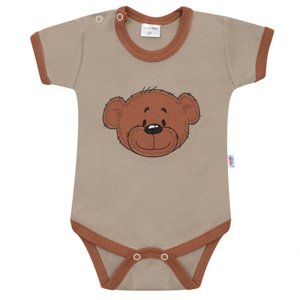 Kojenecké bavlněné body s krátkým rukávem New Baby BrumBrum latte brown