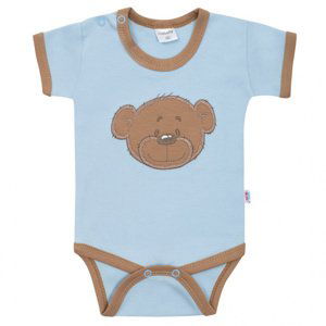 Kojenecké bavlněné body s krátkým rukávem New Baby BrumBrum blue brown