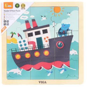 Dřevěné puzzle 9 dílků - loď