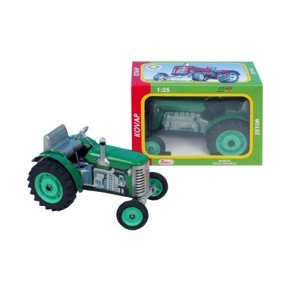 Kovap Traktor Zetor zelený na klíček kov 14cm v krabičce 1:25
