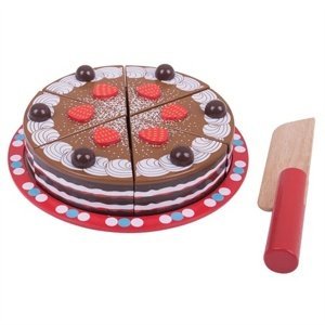 Bigjigs Toys Dřevěné hračky - Krájecí čokoládový dort