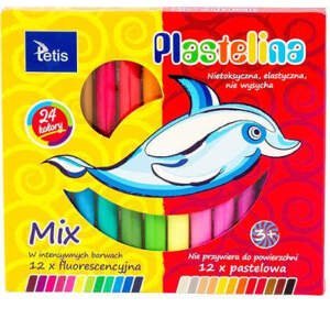 Plastelína 24 barev pastel/fluo Tetis