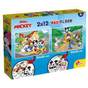 Oboustranné puzzle Supermaxi 2x12 ks Mickey Mouse 50 x 35 cm