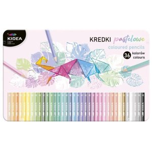 Trojhranné pastelové pastelky v kovové krabičce 36 barev Kidea