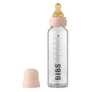 Skleněná lahvička BIBS Antikoliková 225 ml Blush