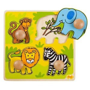 Bigjigs Puzzle Úchyt Safari 4 ks